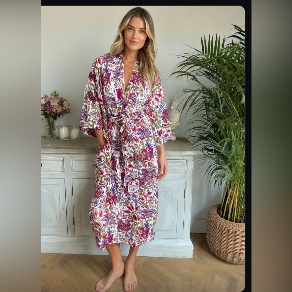 Kantha Robe Jacket Floral Kantha Robe Exotic Floral Lover Warm Gift